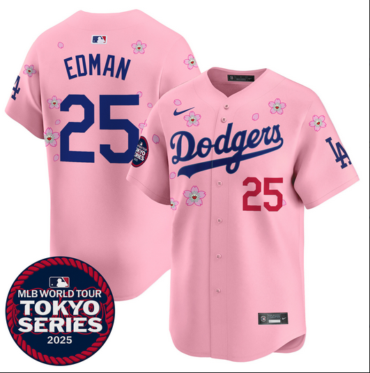 Men Los Angeles Dodgers #25 Edman Tokyo Series 2025 pink Limited Stitched Jersey->nfl hats->Sports Caps